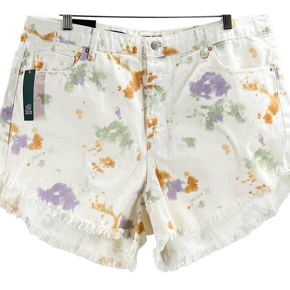 WILD FABLE 14W plus white cut off paint splash flat button front shorts NWT b133 - Picture 1 of 10